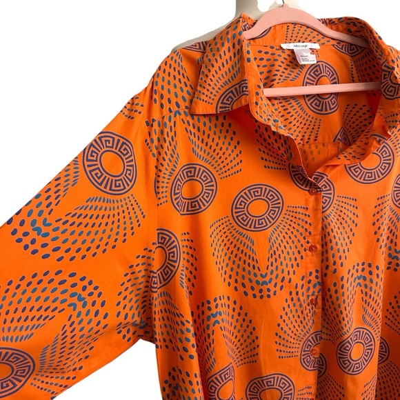 MASSEYS Global Cotton Button Up Tunic Blouse Bold Boho Oversized Size 4X - Picture 3 of 13